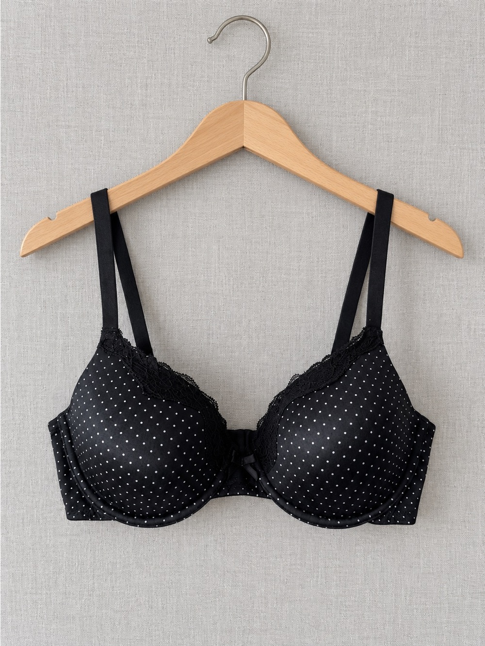 🍒3/33$ Maidenform Black Polka Dot Lace Underwire Bra